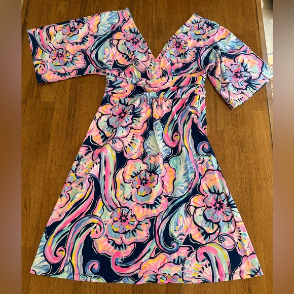 Lilly Pulitzer Parigi Dress SZ S Nauti Navy Boho Bateau - Picture 6 of 15